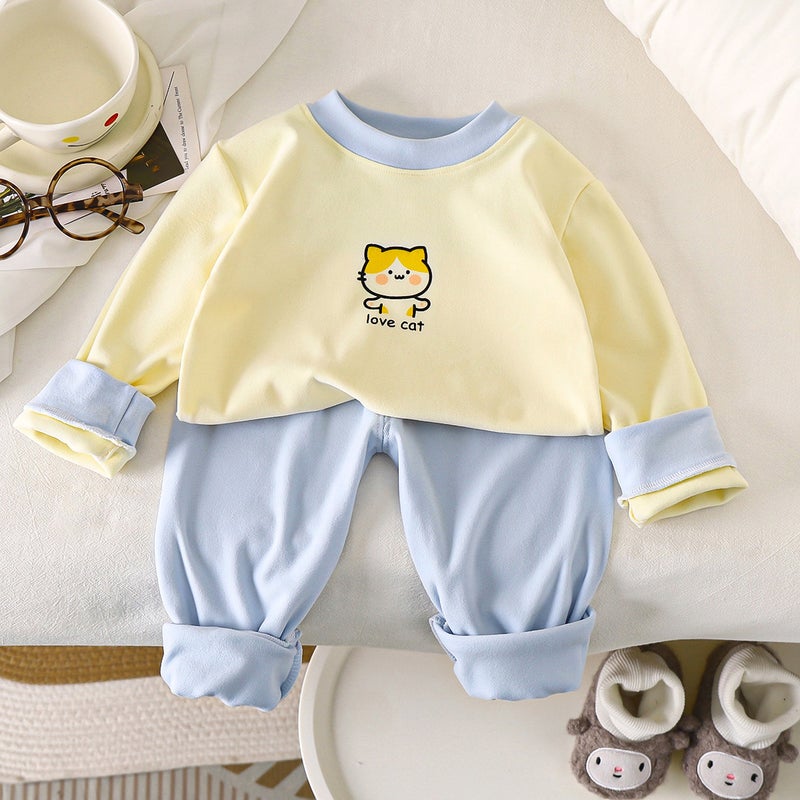 New Children'S Thermal Underwear Suit Thick Fleece Autumn Clothes And Pants For Men And Women Base Home Clothes - Image 1